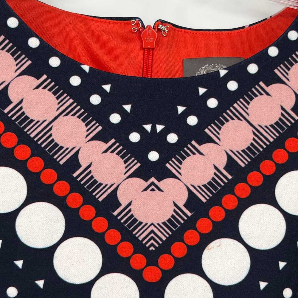 Vince Camuto Navy/White/Red Printed Dress | Midi Fit & Flare, Size 2 - Picture 9 of 10